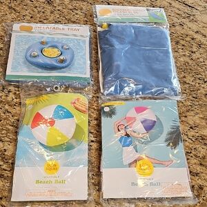 NEW Backyard Water Pool Play set Water Slide 2 beach balls inflatable tray